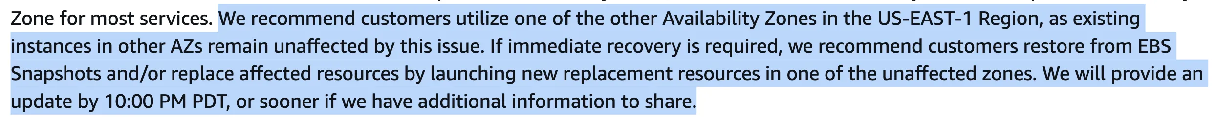 AWS outage timeline