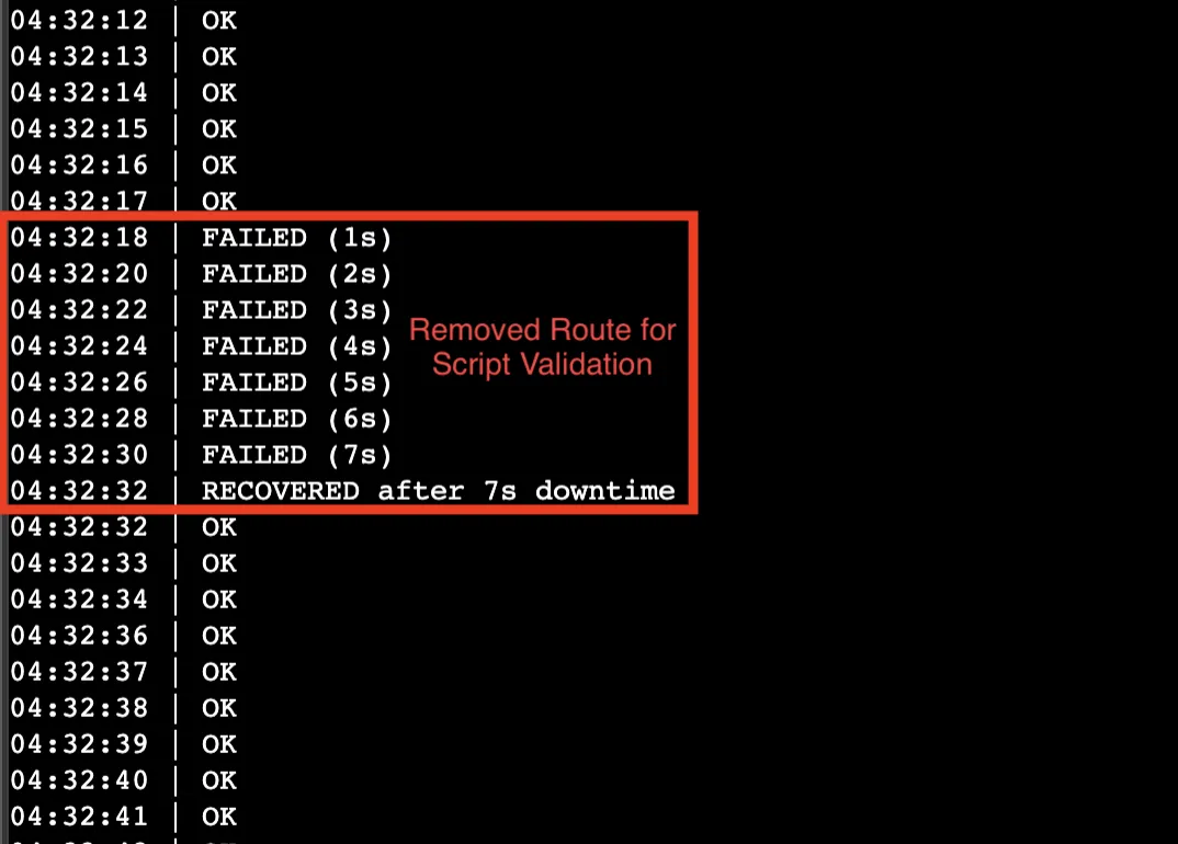 NAT Route Change Testing and Validation