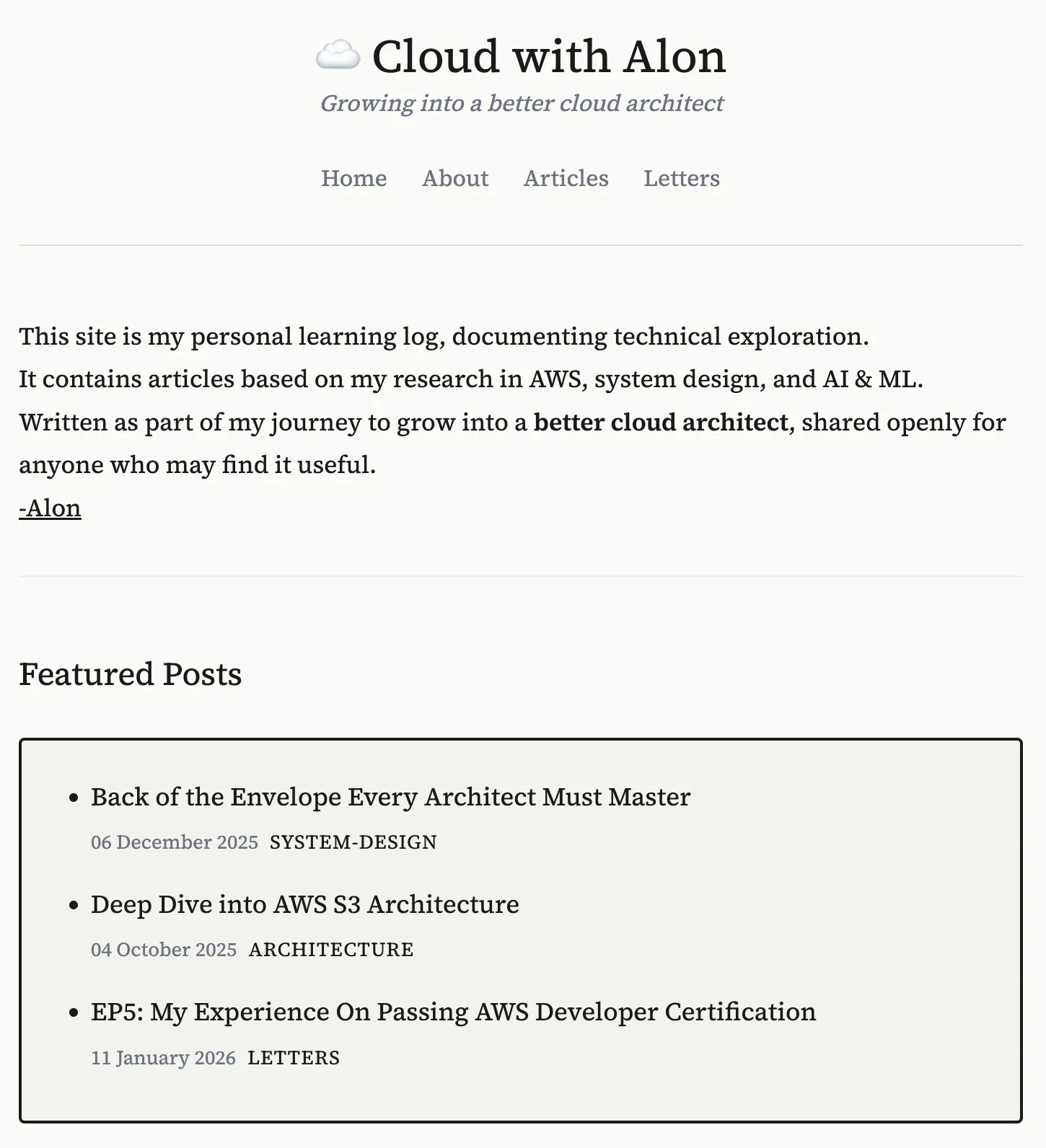New CloudwithAlon site built with Pelican